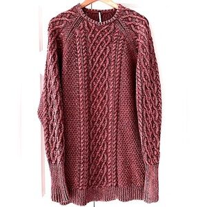 Free People Long Knitted Tunic Sweater Size M